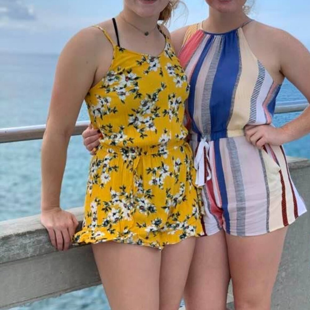 Floral Yellow Romper - size medium